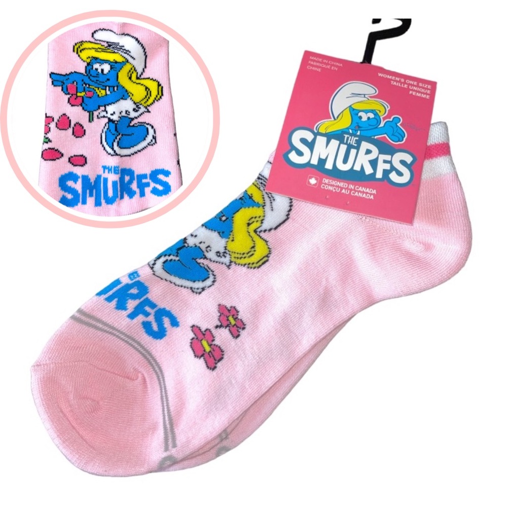 The Smurfs smurfette cartoon women’s ankle Socks size OS 1 Pair pink novelty new